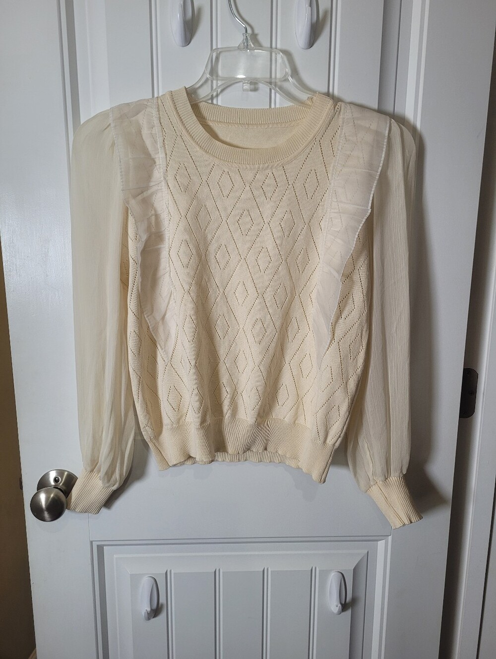 The Unbranded knit top with sheer ballon sleeves. No label.